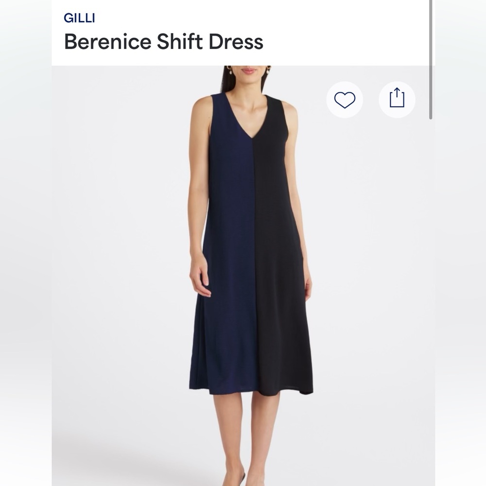 Gilli Navy and Black Color Block Midi Dress